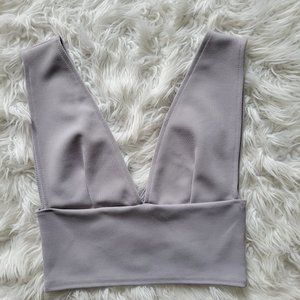 Missguided Grey Plunge Front Scuba Crop Top